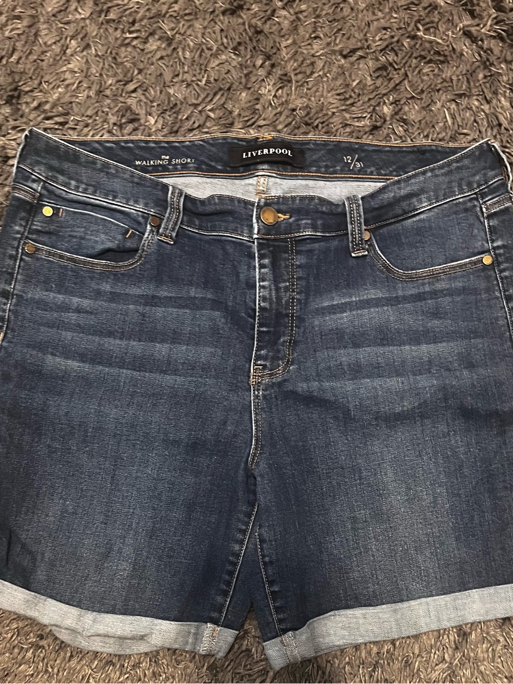 Liverpool The Walking Short Dark Blue Boyfriend Denim Shorts 12/31